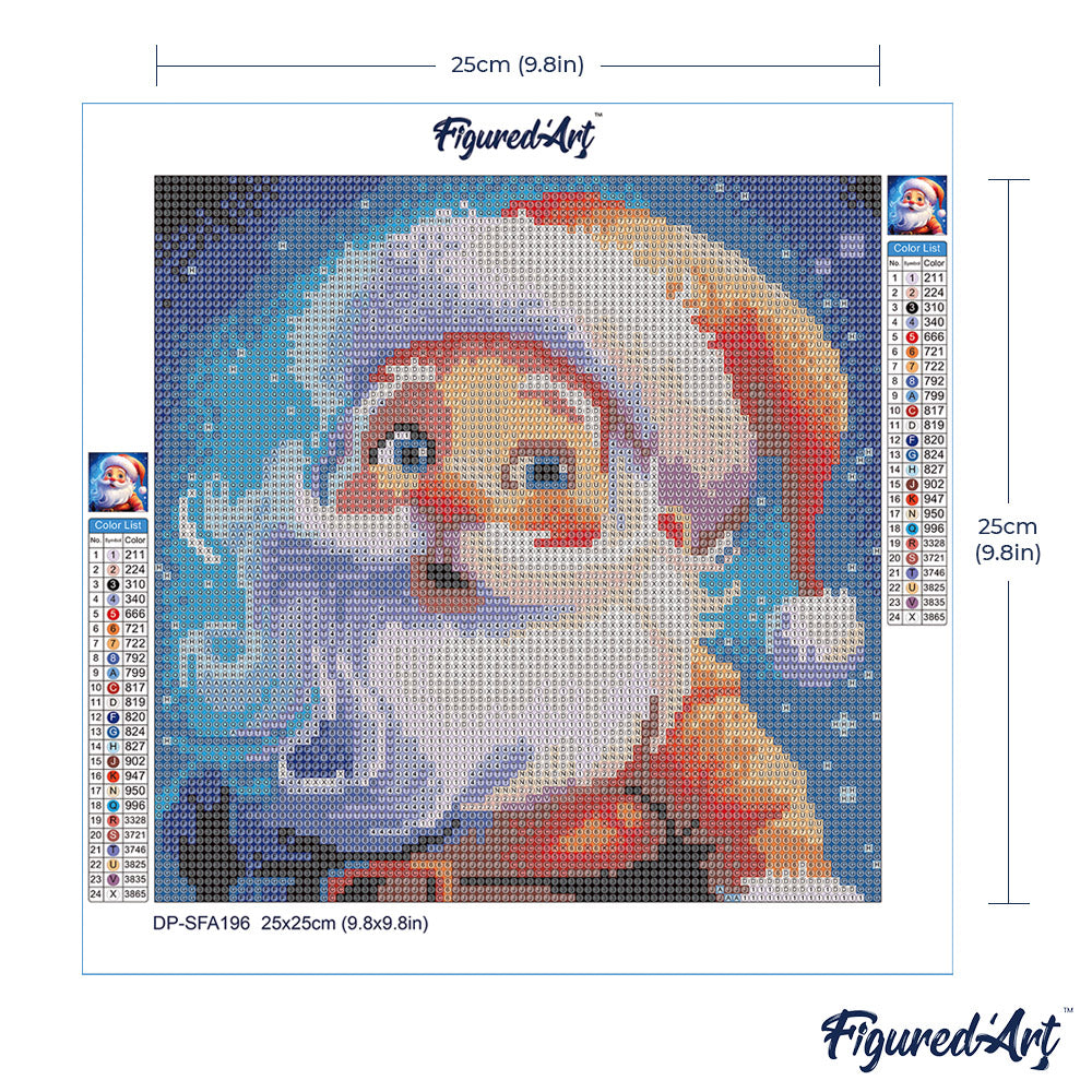 Mini Diamond Painting 25 x 25 cm ohne Keilrahmen Lächelnder Weihnachtsmann - Kidis Art
