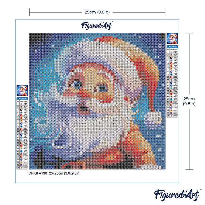 Mini Diamond Painting 25 x 25 cm ohne Keilrahmen Lächelnder Weihnachtsmann - Kidis Art