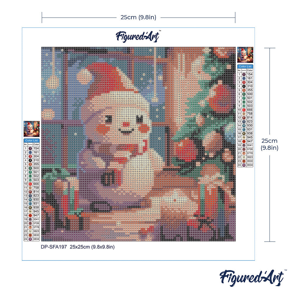 Mini Diamond Painting 25 x 25 cm ohne Keilrahmen Froher Schneemann im Raum - Kidis Art