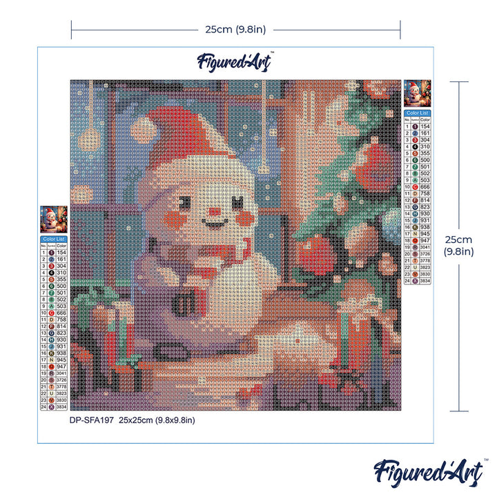 Mini Diamond Painting 25 x 25 cm ohne Keilrahmen Froher Schneemann im Raum - Kidis Art