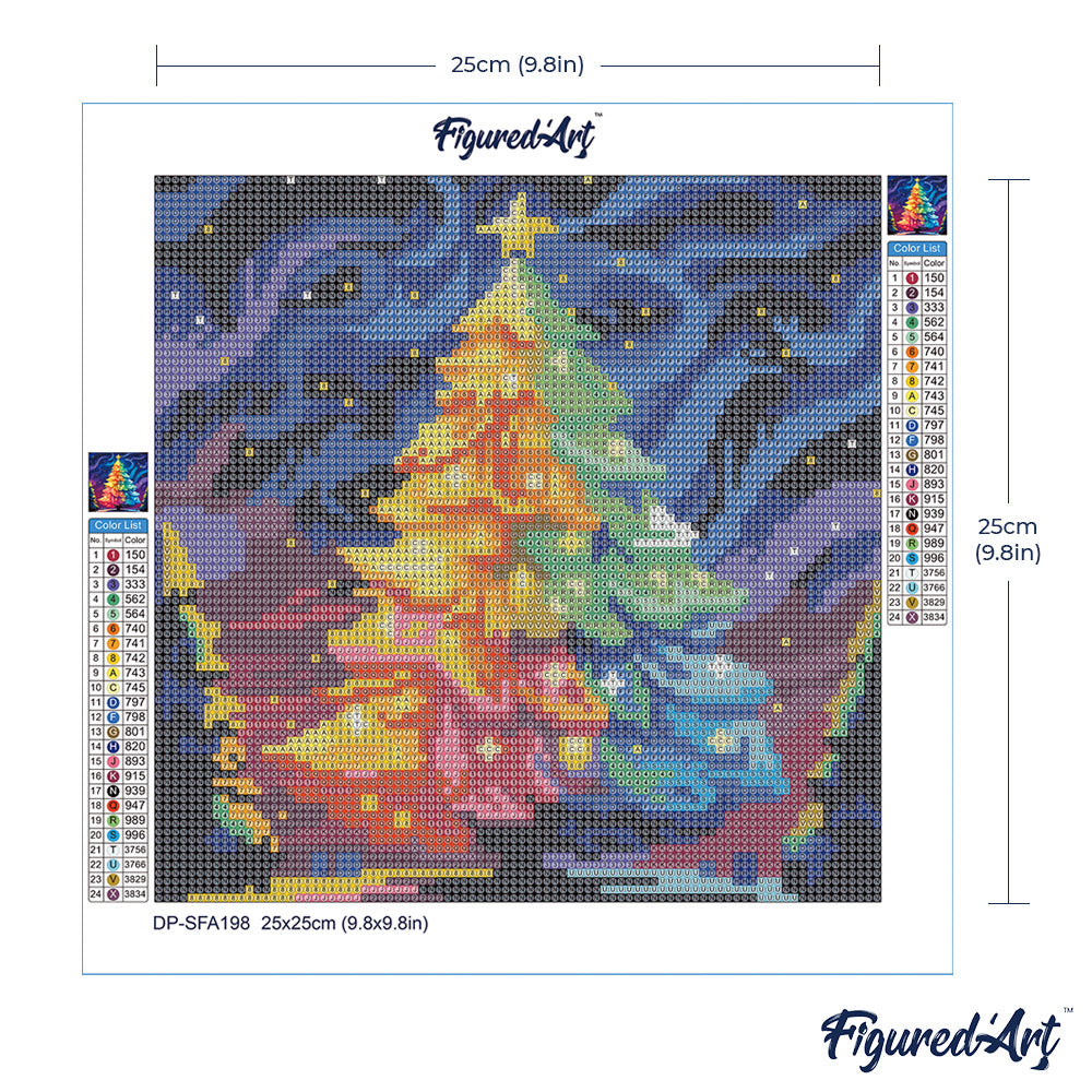 Mini Diamond Painting 25 x 25 cm ohne Keilrahmen Bunter Weihnachtsbaum - Kidis Art