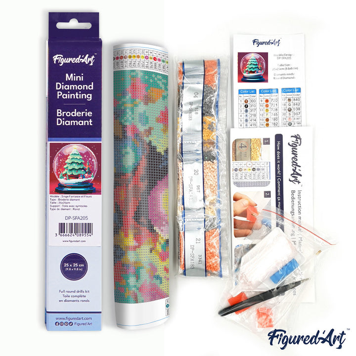 Mini Diamond Painting 25 x 25 cm ohne Keilrahmen Weihnachtsbaum in Schneekugel - Kidis Art