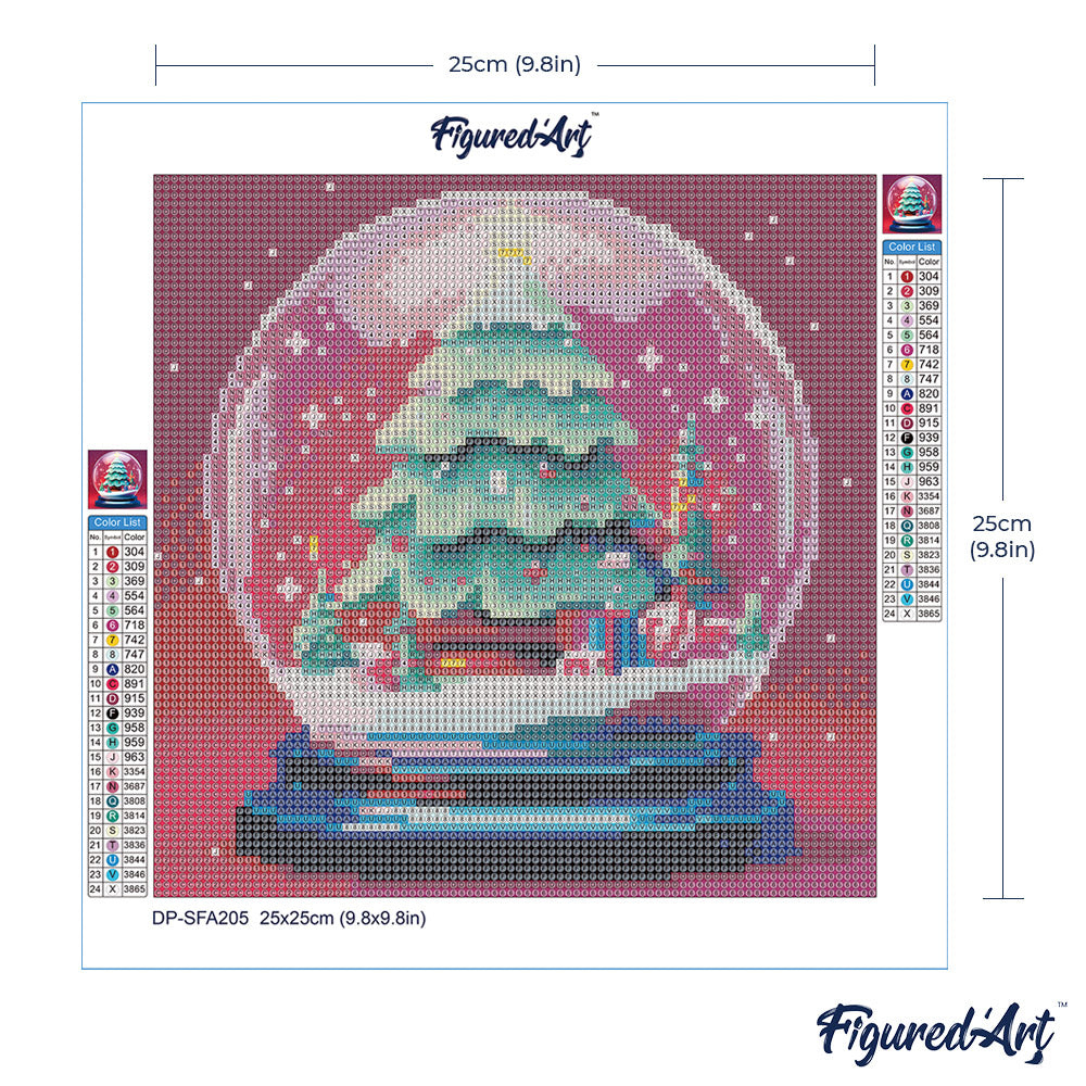 Mini Diamond Painting 25 x 25 cm ohne Keilrahmen Weihnachtsbaum in Schneekugel - Kidis Art