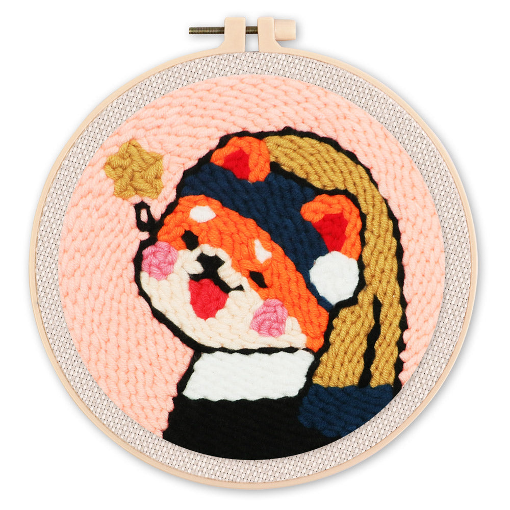 Punch Needle 20x20 Mädchen mit der Perle