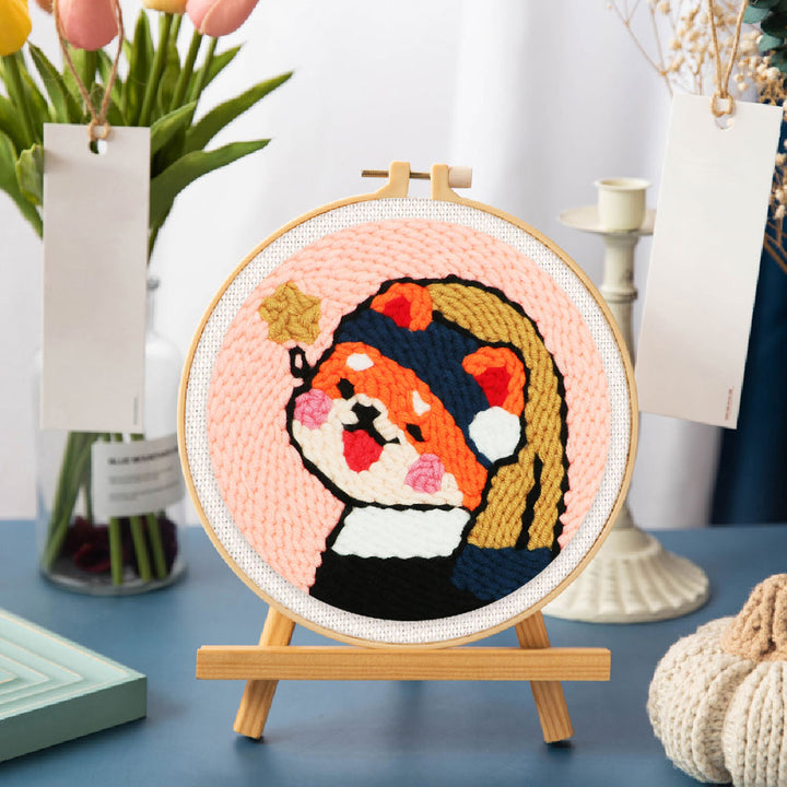 Punch Needle 20x20 Mädchen mit der Perle