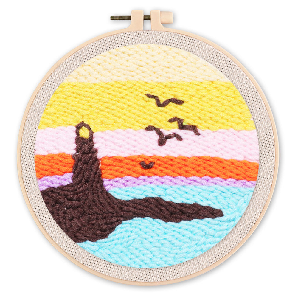 Punch Needle 20x20 Leuchtturm und Sonnenuntergang - Kidis Art