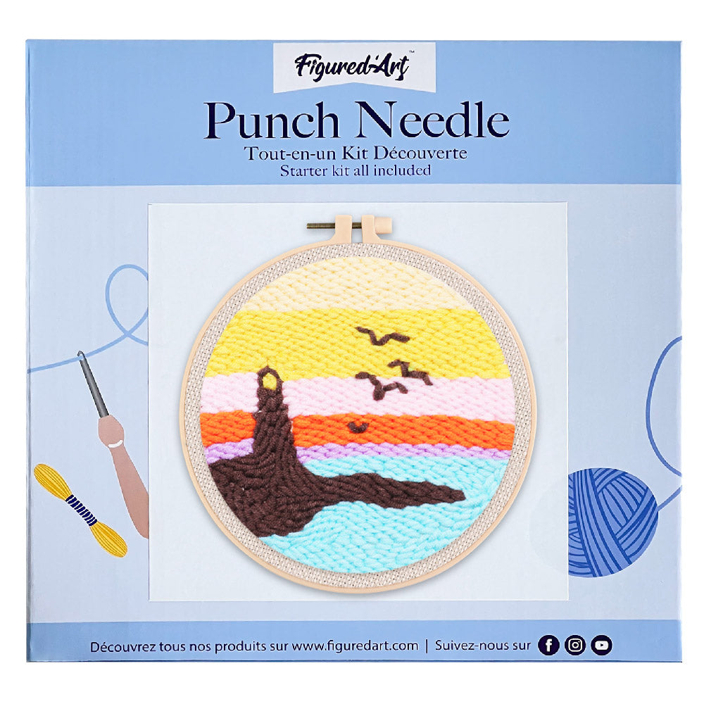 Punch Needle 20x20 Leuchtturm und Sonnenuntergang - Kidis Art
