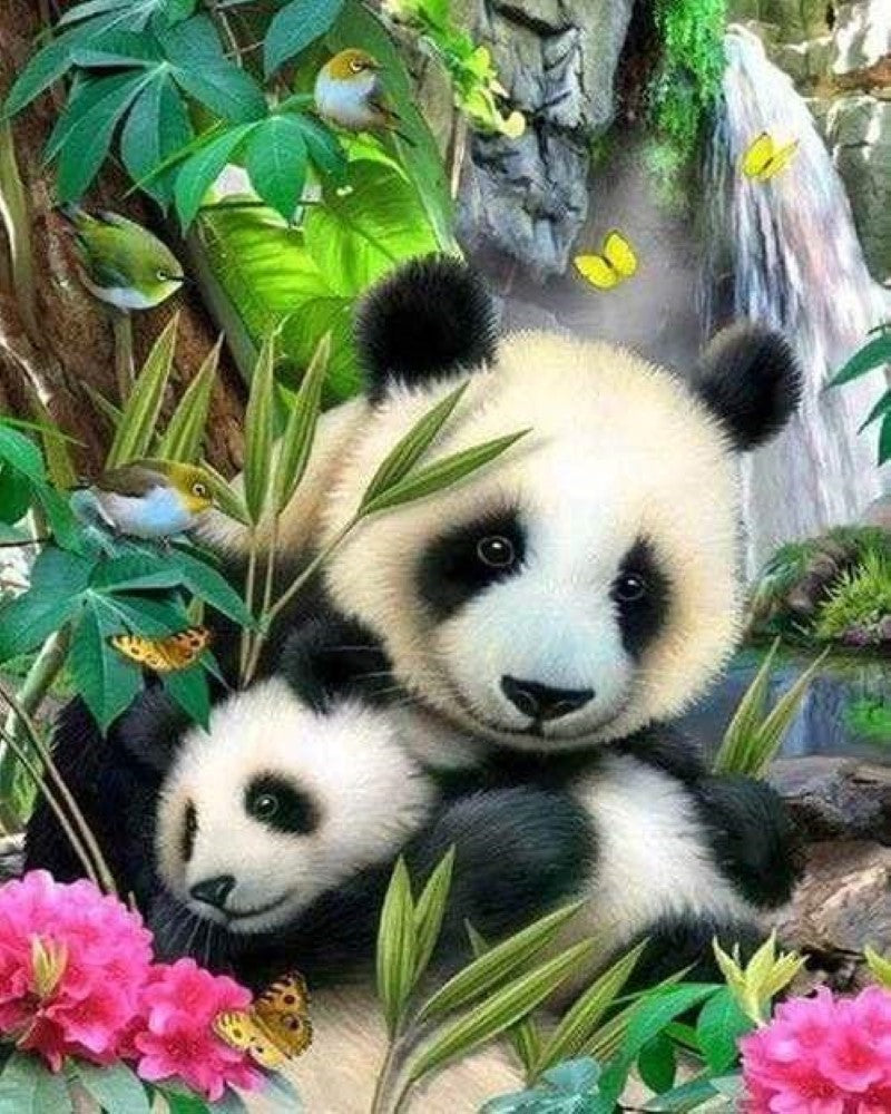Kreuzstich 32x40cm – Pandafamilie 2 - Kidis Art