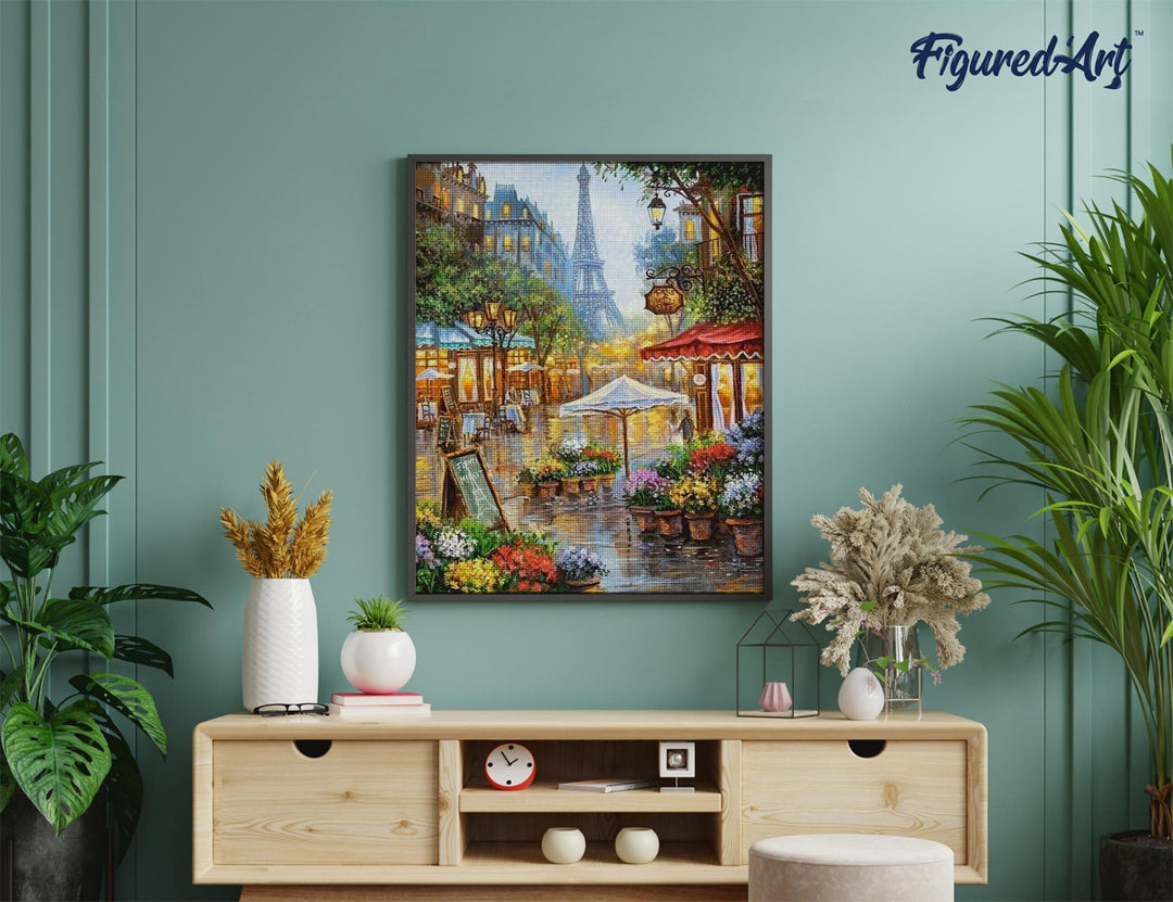 Diamond Painting 40x50 gerollte Leinwand Figured’Art Blumenhändler in Paris - Kidis Art