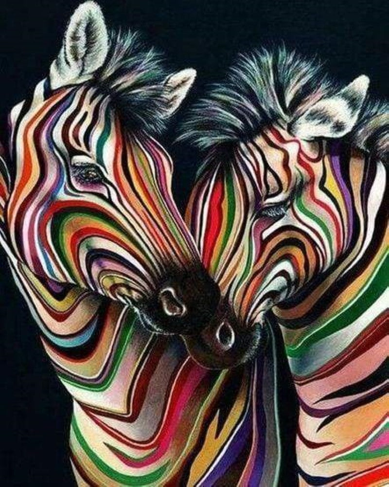 Kreuzstich 32x40cm – Buntes Zebrapaar - Kidis Art
