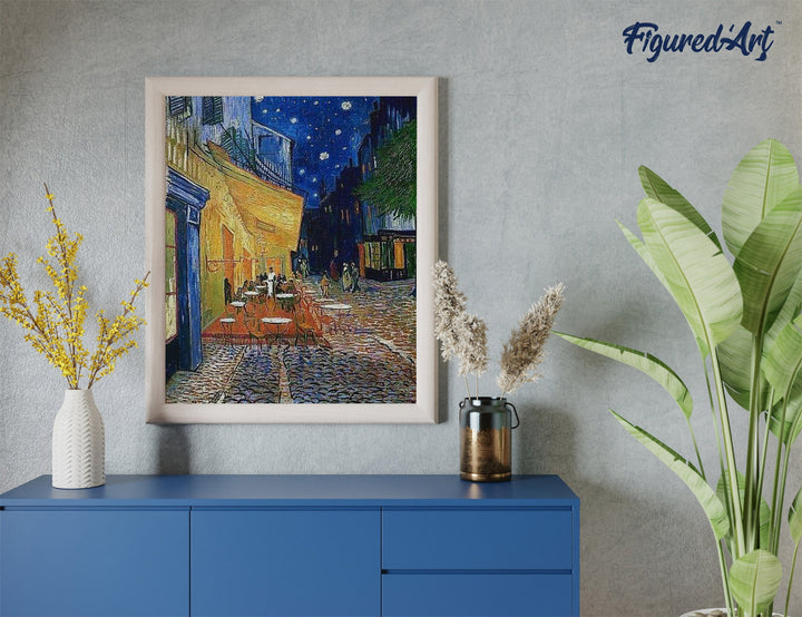 Diamond Painting 40x50 gerollte Leinwand Figured’Art Van Gogh – Caféterrasse am Abend - Kidis Art