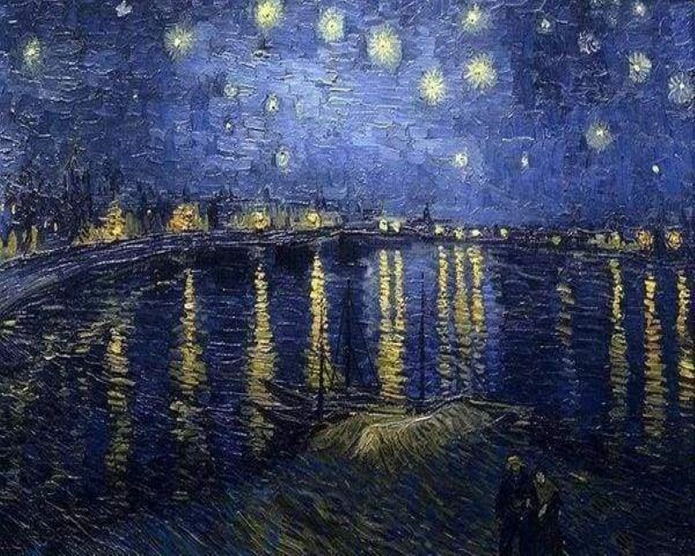 Kreuzstich 32x40cm – Sternennacht über der Rhone – Van Gogh