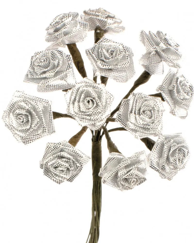 Diorröschen 12 Blüten silber, SB-Ausführung