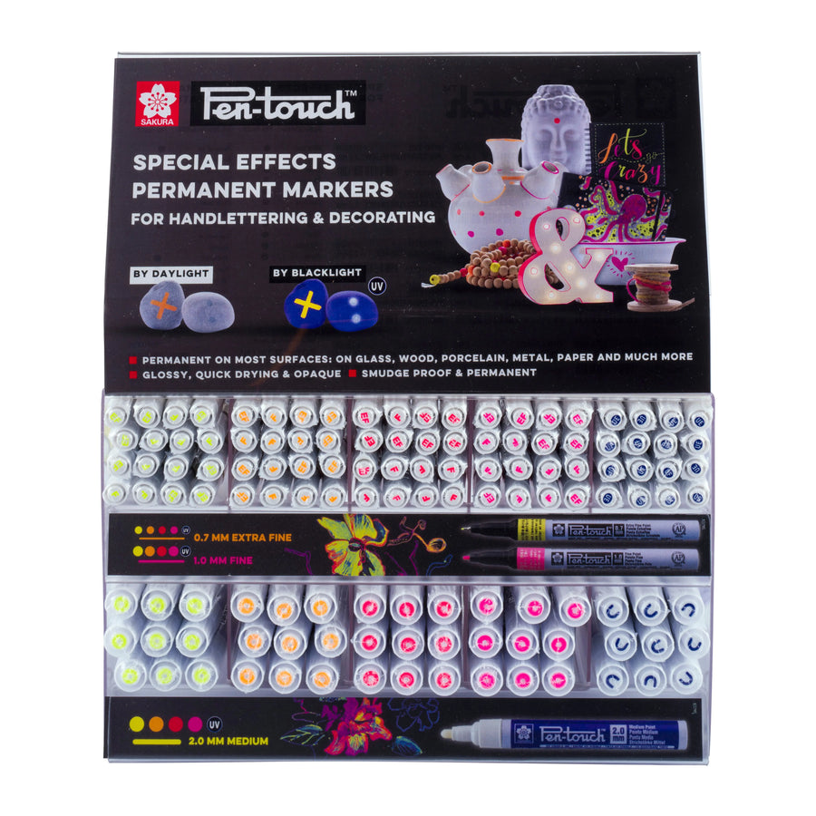 Display Sakura Pen-Touch Fluoreszierend und UV-Farben