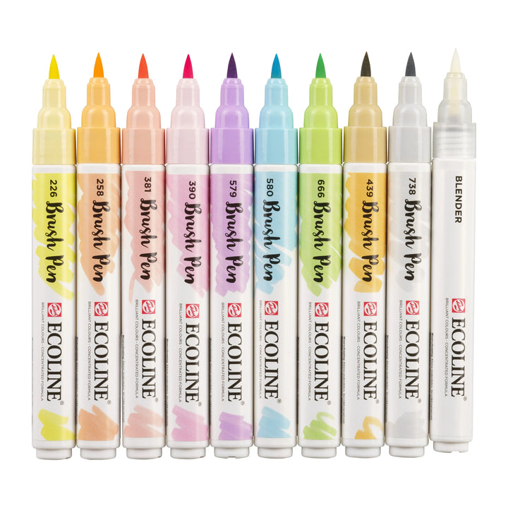 Ecoline Brush Pen Pastellfarben-Set | 10 Farben Ecoline