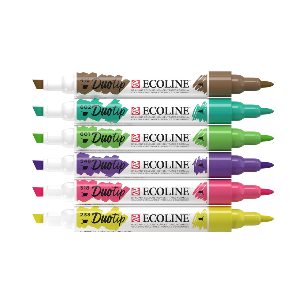 Ecoline Duotip Botanik-Set | 6 Farben Ecoline