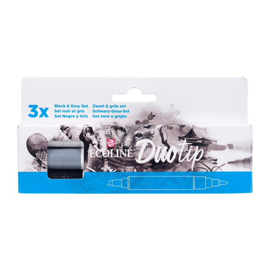 Ecoline Duotip Schwarz-Grau-Set | 3 Farben