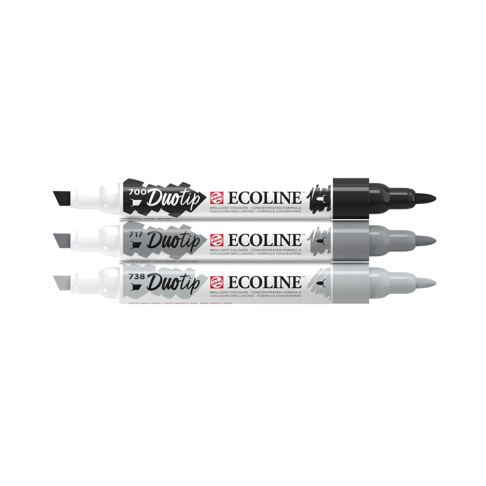 Ecoline Duotip Schwarz-Grau-Set | 3 Farben Ecoline