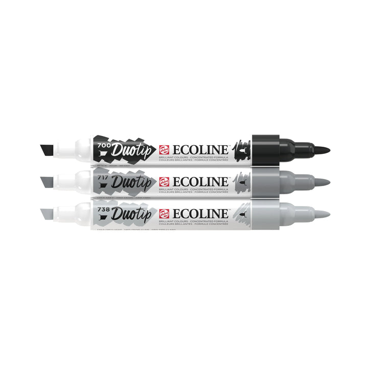 Ecoline Duotip Schwarz-Grau-Set | 3 Farben Ecoline