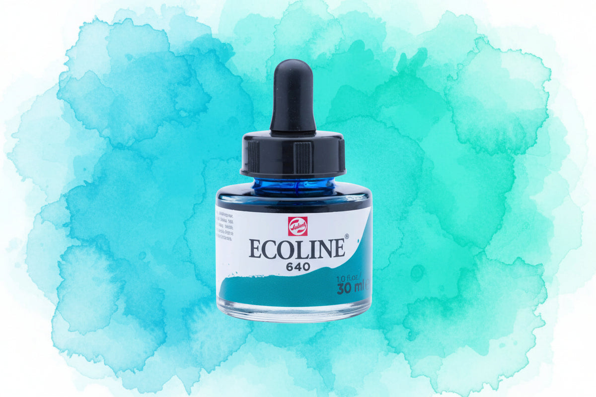 Ecoline Flüssige Wasserfarbe Flasche 30 ml Blaugrün 640 - Kidis Art