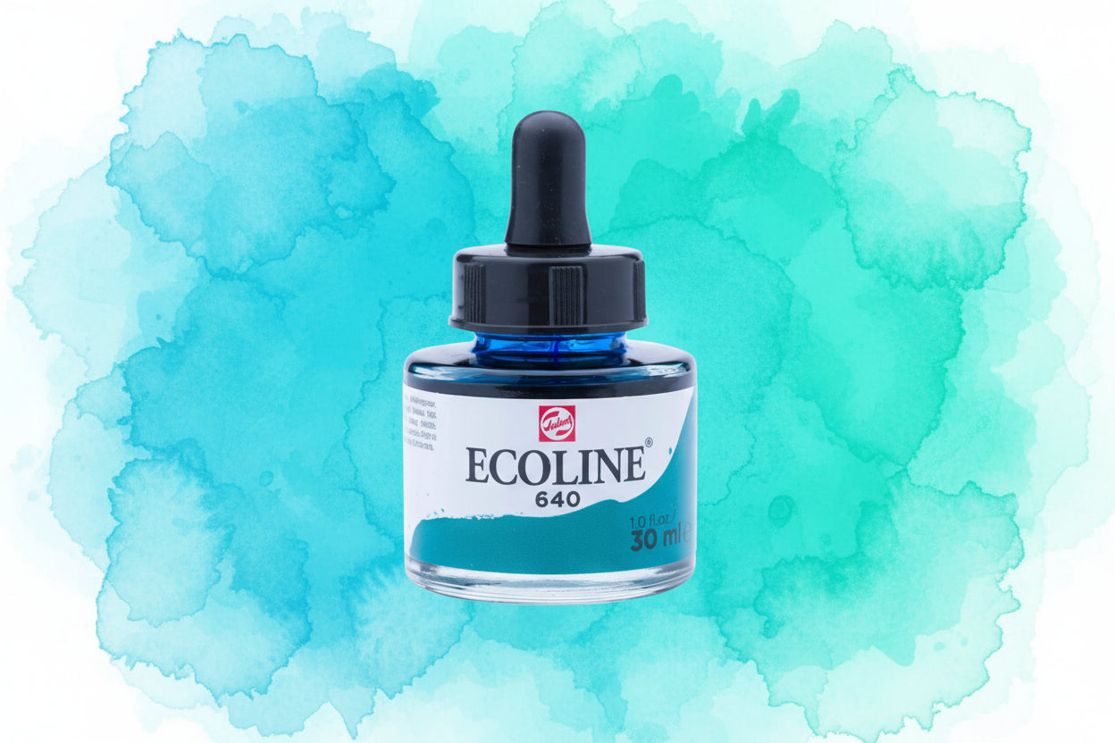 Ecoline Flüssige Wasserfarbe Flasche 30 ml Blaugrün 640 - Kidis Art