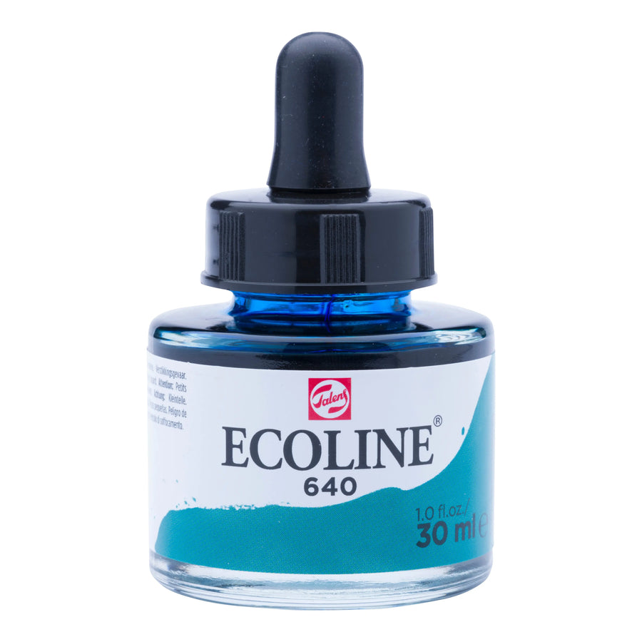 Ecoline Flüssige Wasserfarbe Flasche 30 ml Blaugrün 640
