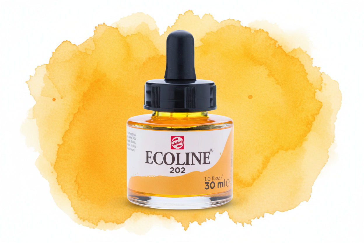 Ecoline Flüssige Wasserfarbe Flasche 30 ml Dunkelgelb 202 - Kidis Art