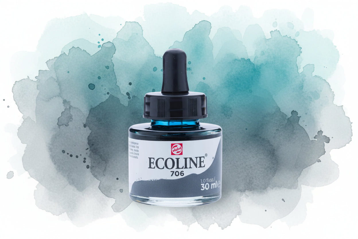 Ecoline Flüssige Wasserfarbe Flasche 30 ml Dunkelgrau 706 - Kidis Art