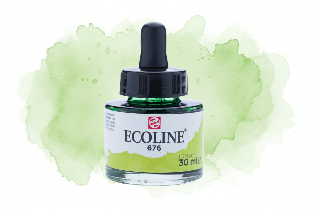 Ecoline Flüssige Wasserfarbe Flasche 30 ml Grasgrün 676 - Kidis Art