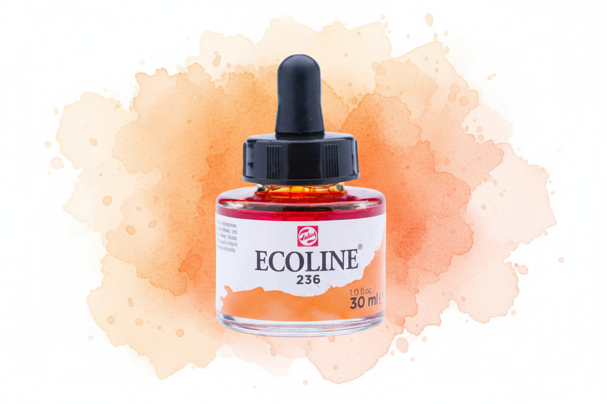 Ecoline Flüssige Wasserfarbe Flasche 30 ml Hellorange 236 - Kidis Art