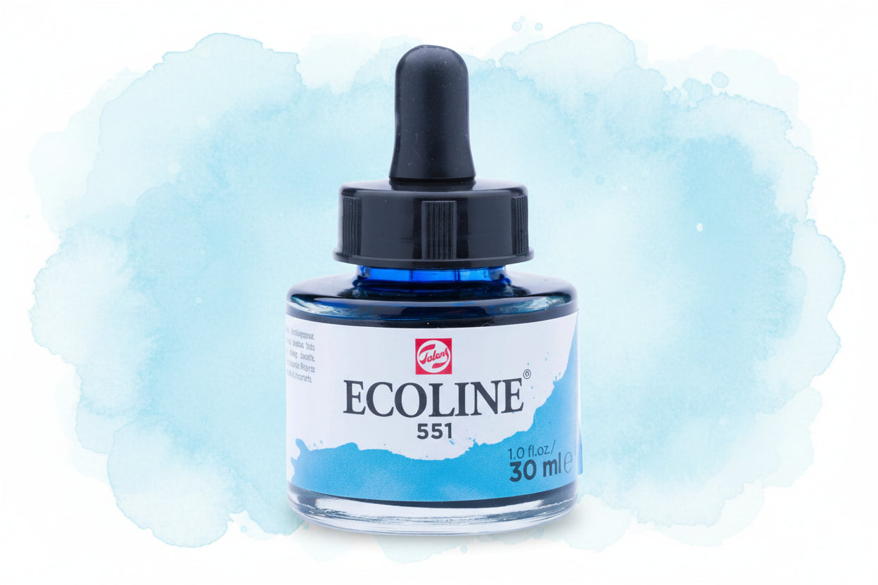 Ecoline Flüssige Wasserfarbe Flasche 30 ml Himmelblau Hell 551 - Kidis Art