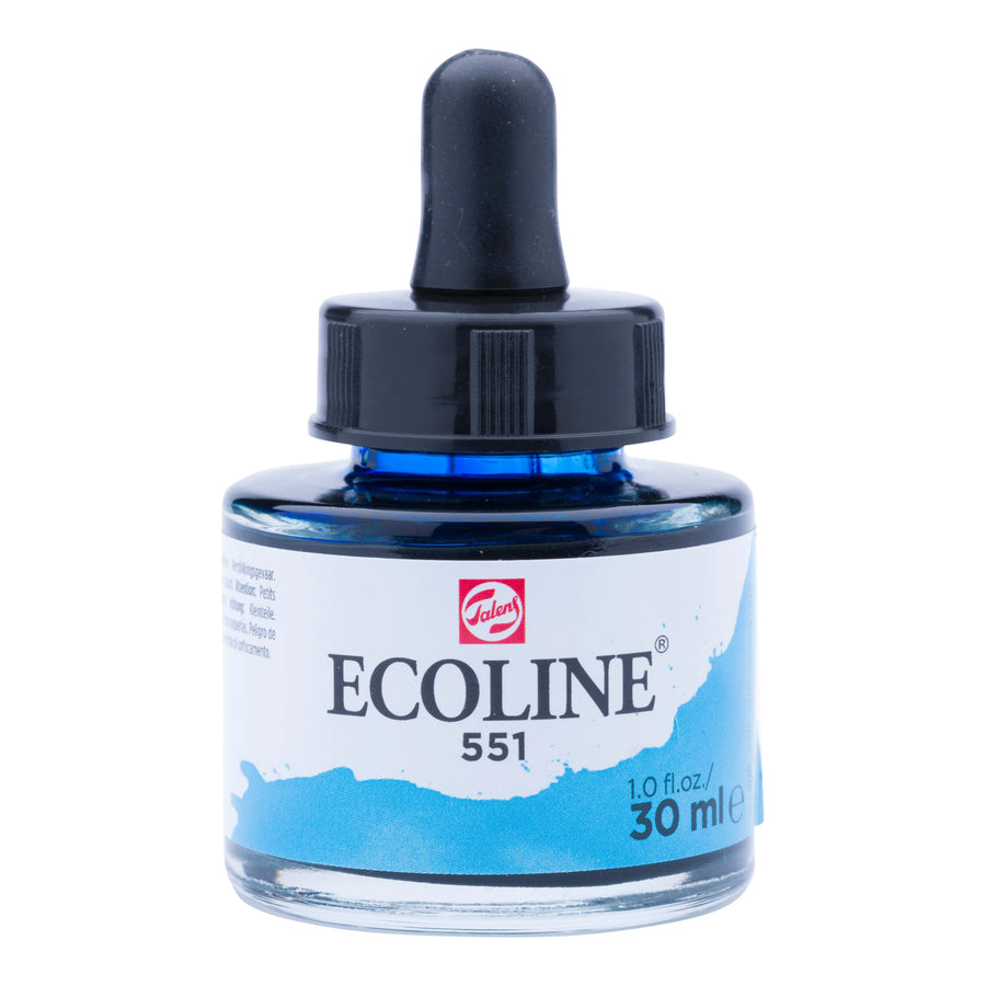 Ecoline Flüssige Wasserfarbe Flasche 30 ml Himmelblau Hell 551