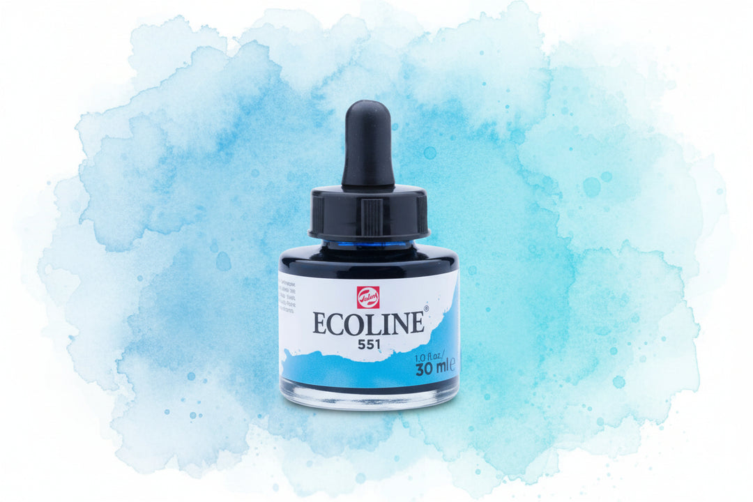 Ecoline Flüssige Wasserfarbe Flasche 30 ml Himmelblau Hell 551 - Kidis Art