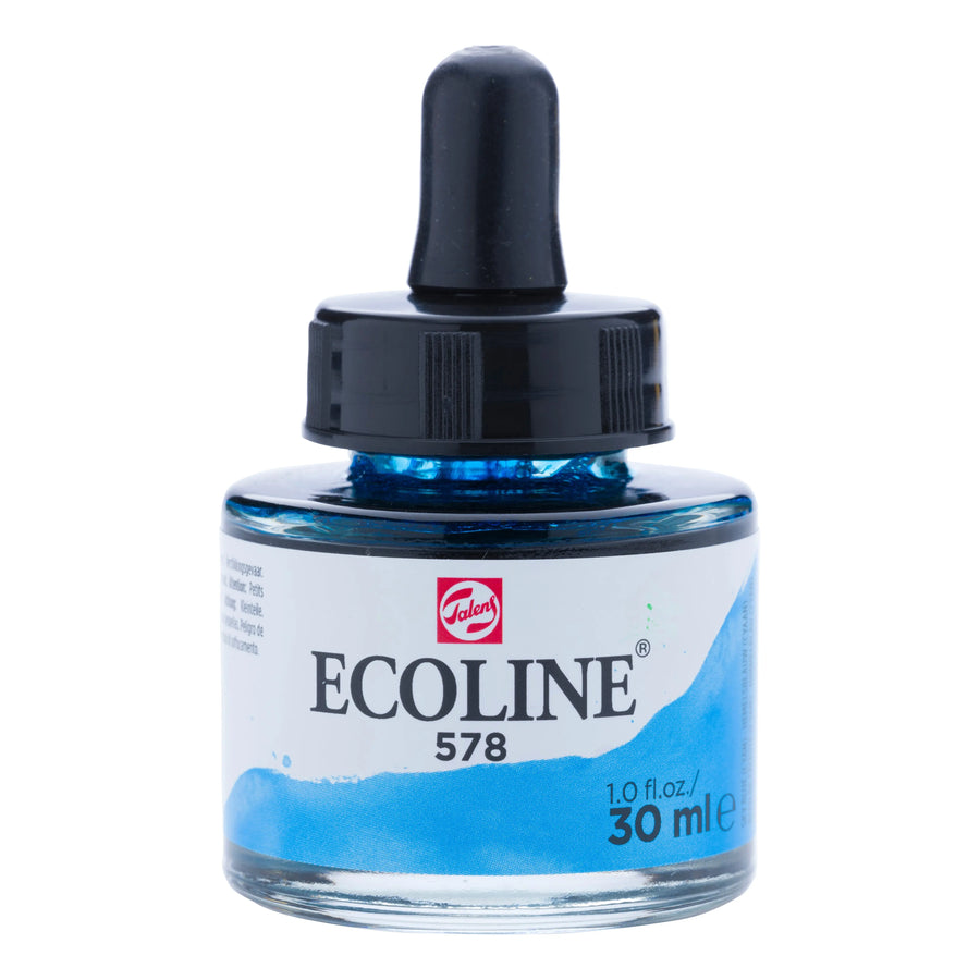 Ecoline Flüssige Wasserfarbe Flasche 30 ml Himmelblau (Zyan) 578