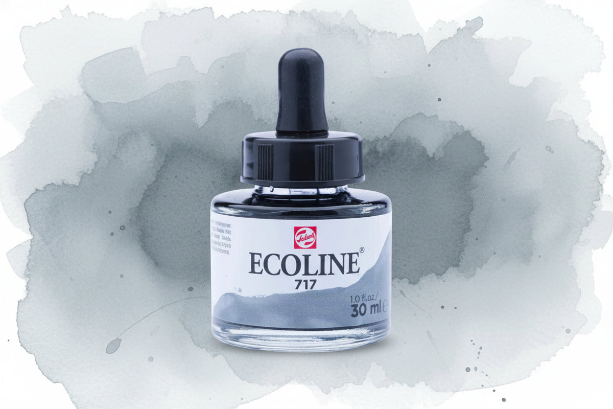 Ecoline Flüssige Wasserfarbe Flasche 30 ml Kaltgrau 717 - Kidis Art