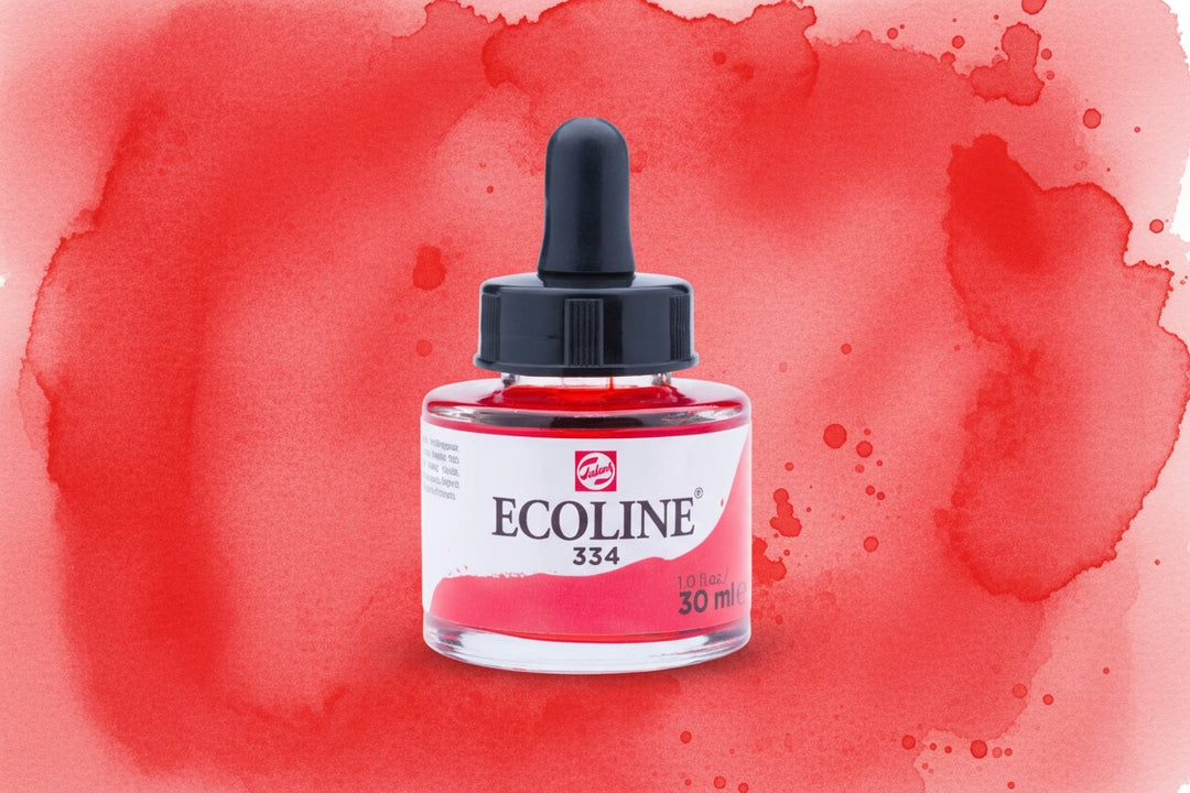 Ecoline Flüssige Wasserfarbe Flasche 30 ml Scharlach 334 - Kidis Art