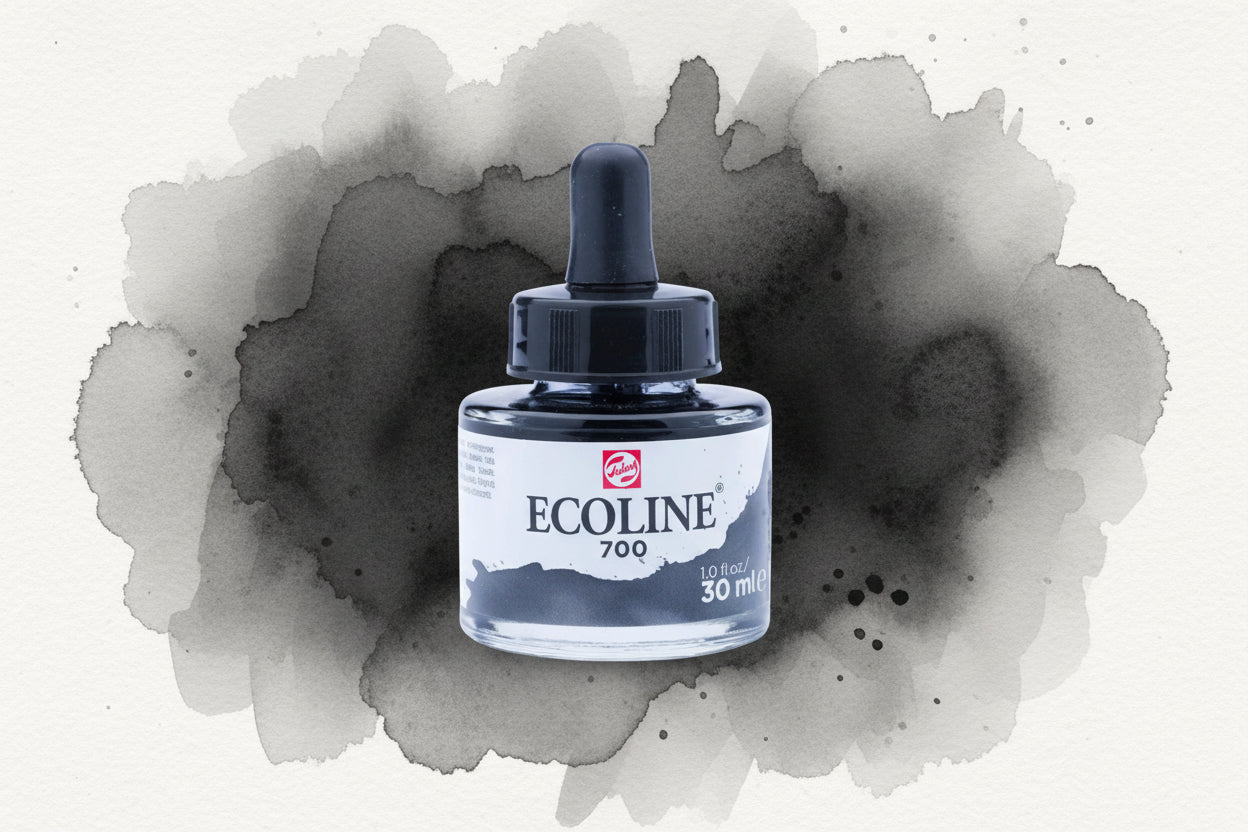 Ecoline Flüssige Wasserfarbe Flasche 30 ml Schwarz 700 - Kidis Art