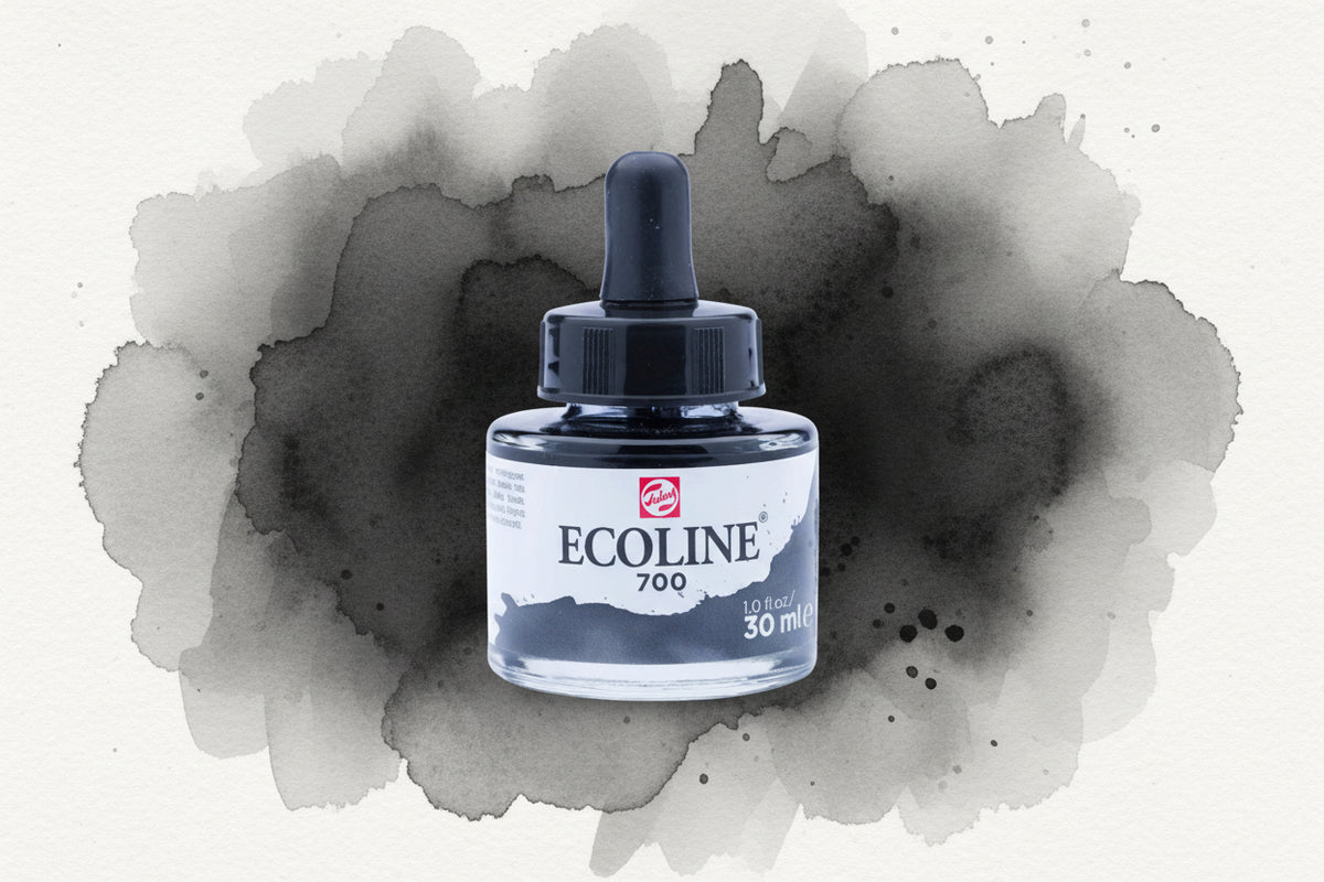 Ecoline Flüssige Wasserfarbe Flasche 30 ml Schwarz 700 - Kidis Art