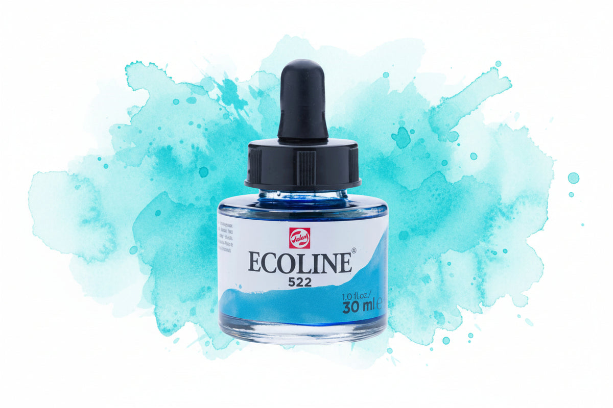 Ecoline Flüssige Wasserfarbe Flasche 30 ml Türkisblau 522 - Kidis Art