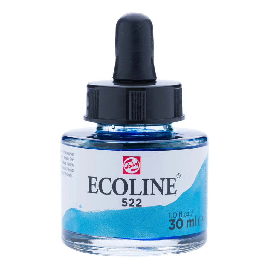 Ecoline Flüssige Wasserfarbe Flasche 30 ml Türkisblau 522