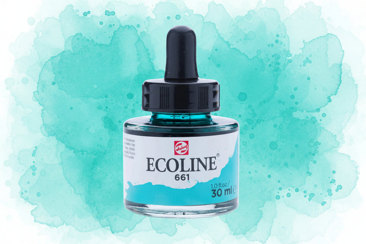 Ecoline Flüssige Wasserfarbe Flasche 30 ml Türkisgrün 661 - Kidis Art