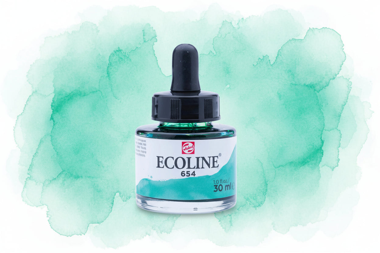 Ecoline Flüssige Wasserfarbe Flasche 30 ml Tannengrün 654 - Kidis Art