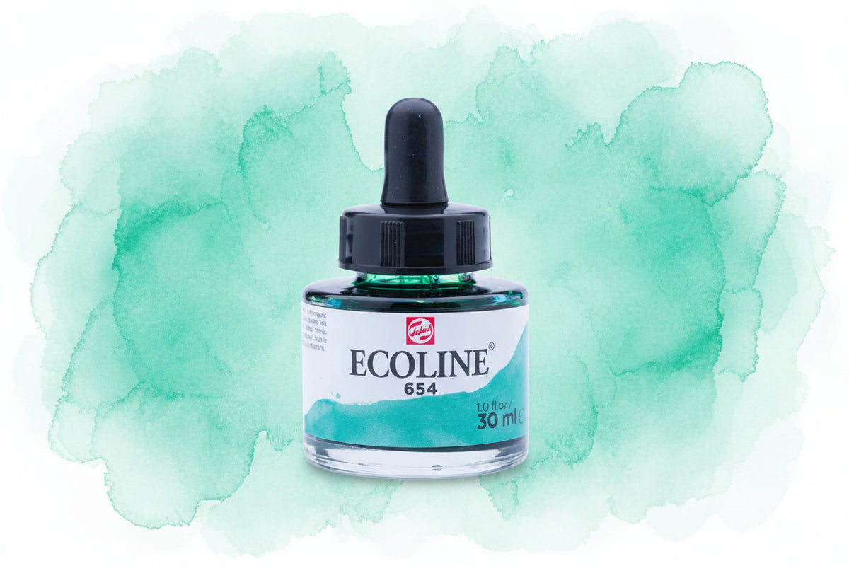 Ecoline Flüssige Wasserfarbe Flasche 30 ml Tannengrün 654 - Kidis Art