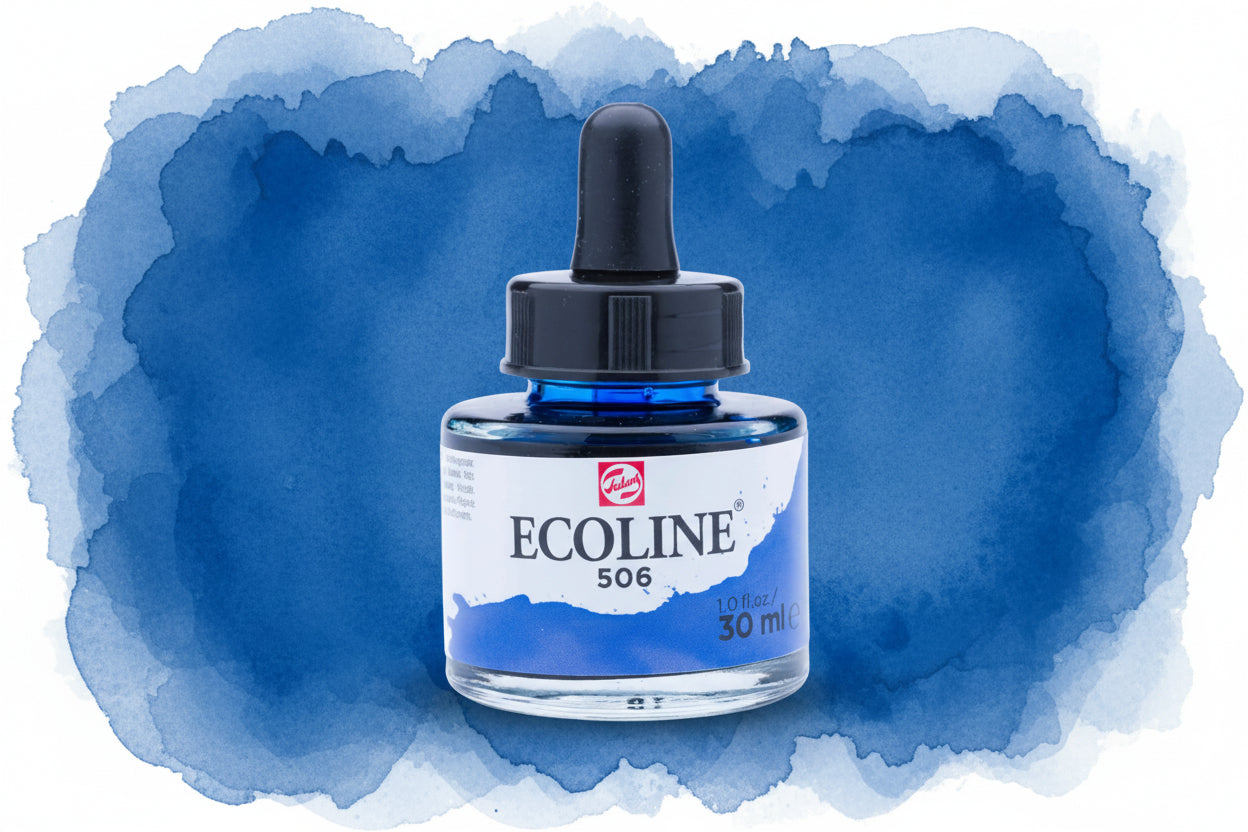 Ecoline Flüssige Wasserfarbe Flasche 30 ml Ultramarin Dunkel 506 - Kidis Art