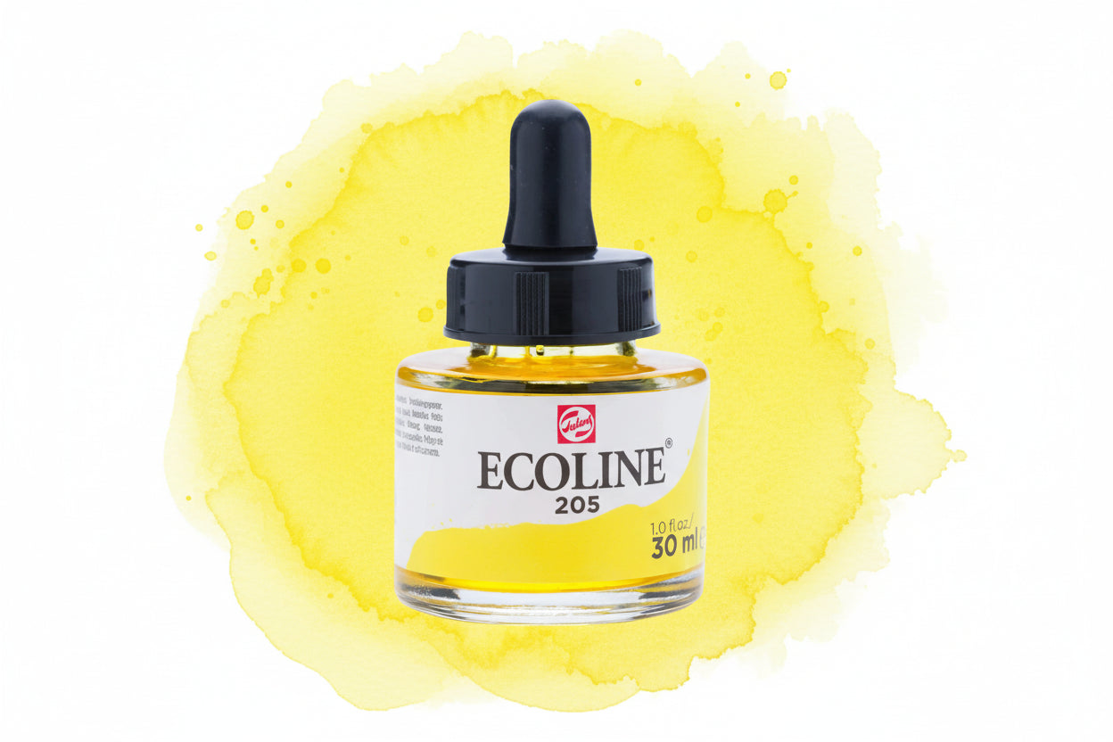 Ecoline Flüssige Wasserfarbe Flasche 30 ml Zitronengelb (Primär) 205 - Kidis Art