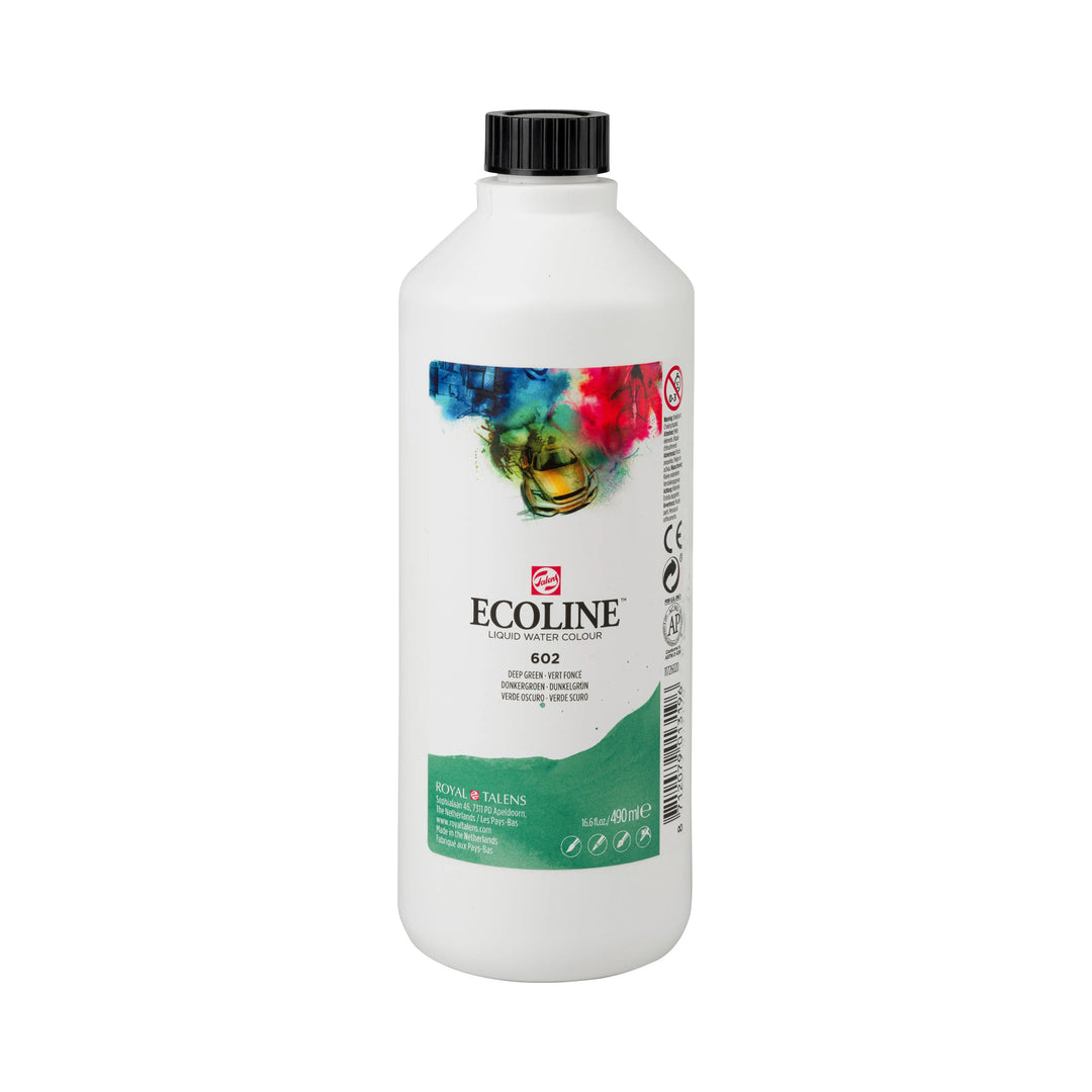 Ecoline Flüssige Wasserfarbe Flasche 490 ml Dunkelgrün 602
