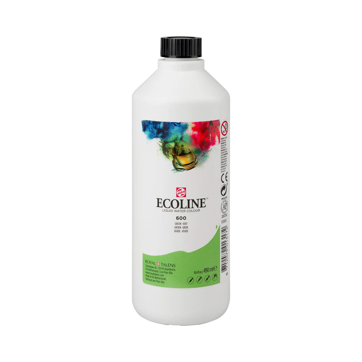 Ecoline Flüssige Wasserfarbe Flasche 490 ml Grün 600 - Kidis Art