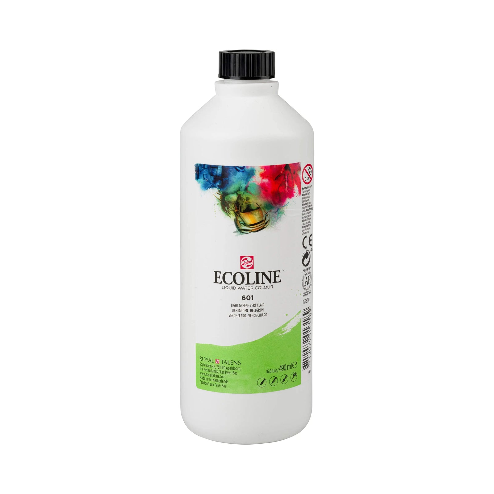 Ecoline Flüssige Wasserfarbe Flasche 490 ml Hellgrün 601 - Kidis Art