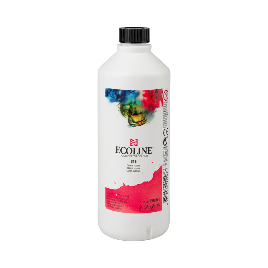 Ecoline Flüssige Wasserfarbe Flasche 490 ml Karmin 318