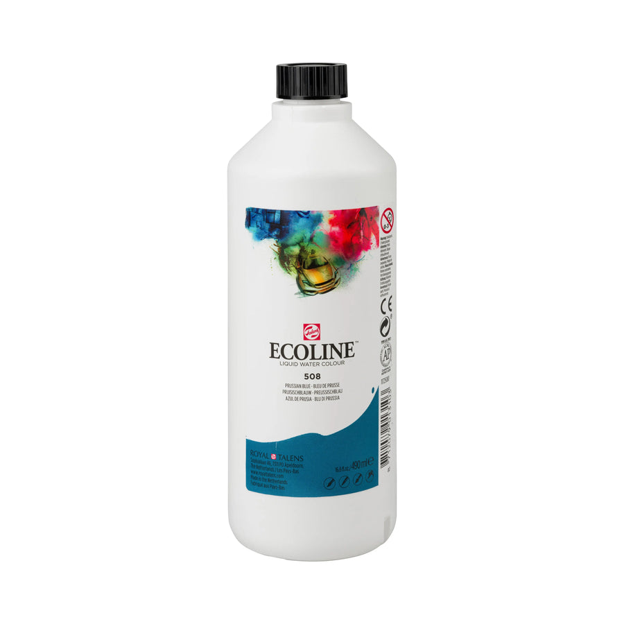 Ecoline Flüssige Wasserfarbe Flasche 490 ml Preussischblau 508